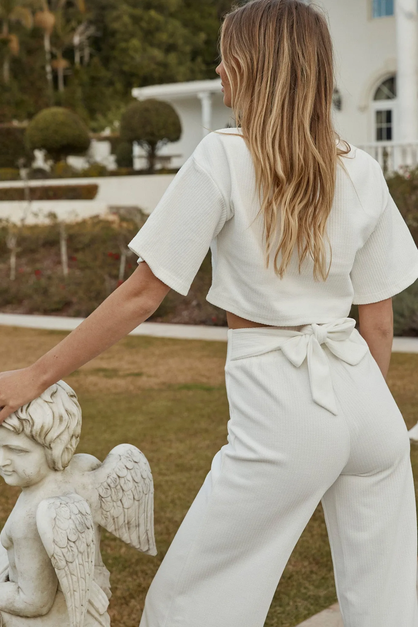 Larissa Waist Tie Wide Leg Pants White