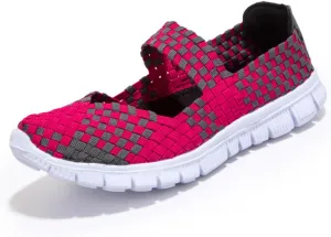 Loafers for Women Color Block Elastic Woven Mary Jane Flats Close Toe Business Casual Shoes Comfortable & Lightweight Penny Loafers Dressy Slip On Work Shoe Fashion Outdoor Walking Shoes