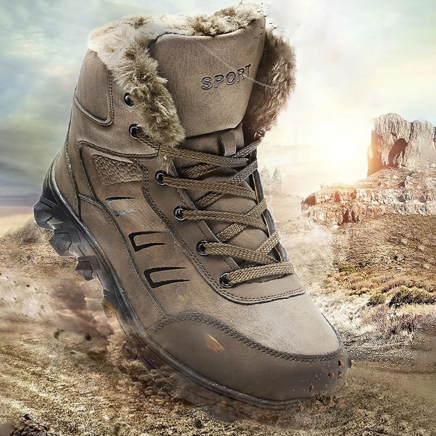Men Work Boots Soft Toe Hiking Sneakers with Warm Fur Lining Safety Shoes for Women Comfortable Waterproof Outdoor Shoes Lightweight Anti Slip Hike Grounded Footwear
