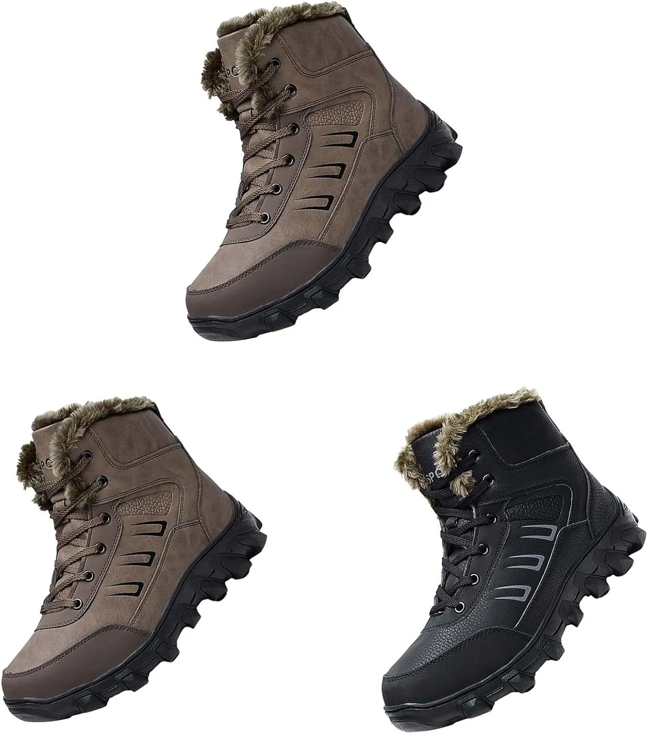 Men Work Boots Soft Toe Hiking Sneakers with Warm Fur Lining Safety Shoes for Women Comfortable Waterproof Outdoor Shoes Lightweight Anti Slip Hike Grounded Footwear