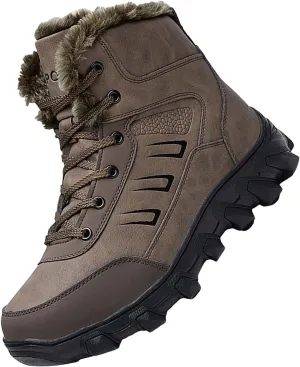 Men Work Boots Soft Toe Hiking Sneakers with Warm Fur Lining Safety Shoes for Women Comfortable Waterproof Outdoor Shoes Lightweight Anti Slip Hike Grounded Footwear