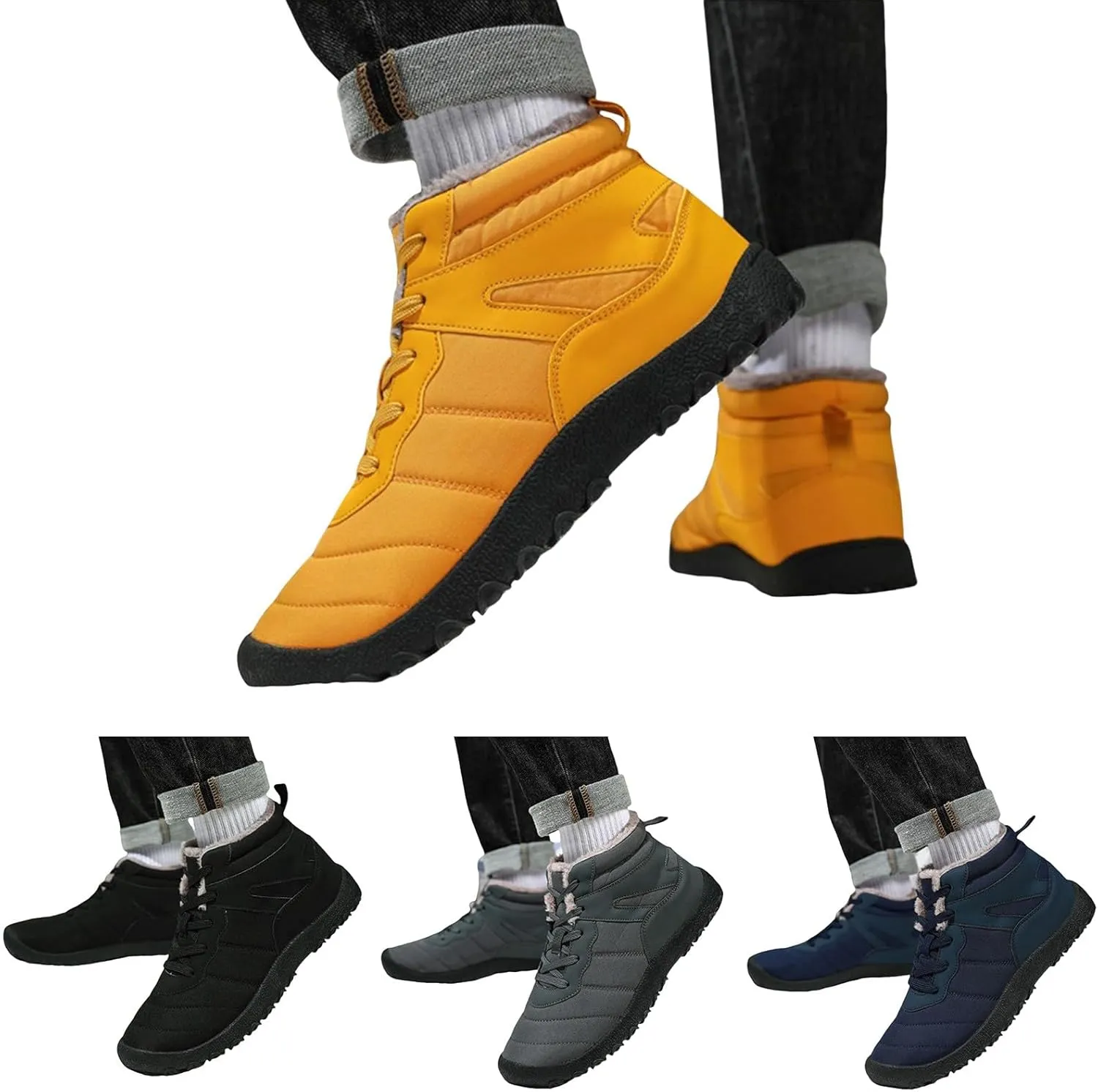 Men Work Boots Steel Toe Hiking Sneakers Fur Lined Ankle Boot Women Workout Shoes Wide Width Lightweight Outdoor Botas Mid Ankle Work Casual Hike Grounded Footwear