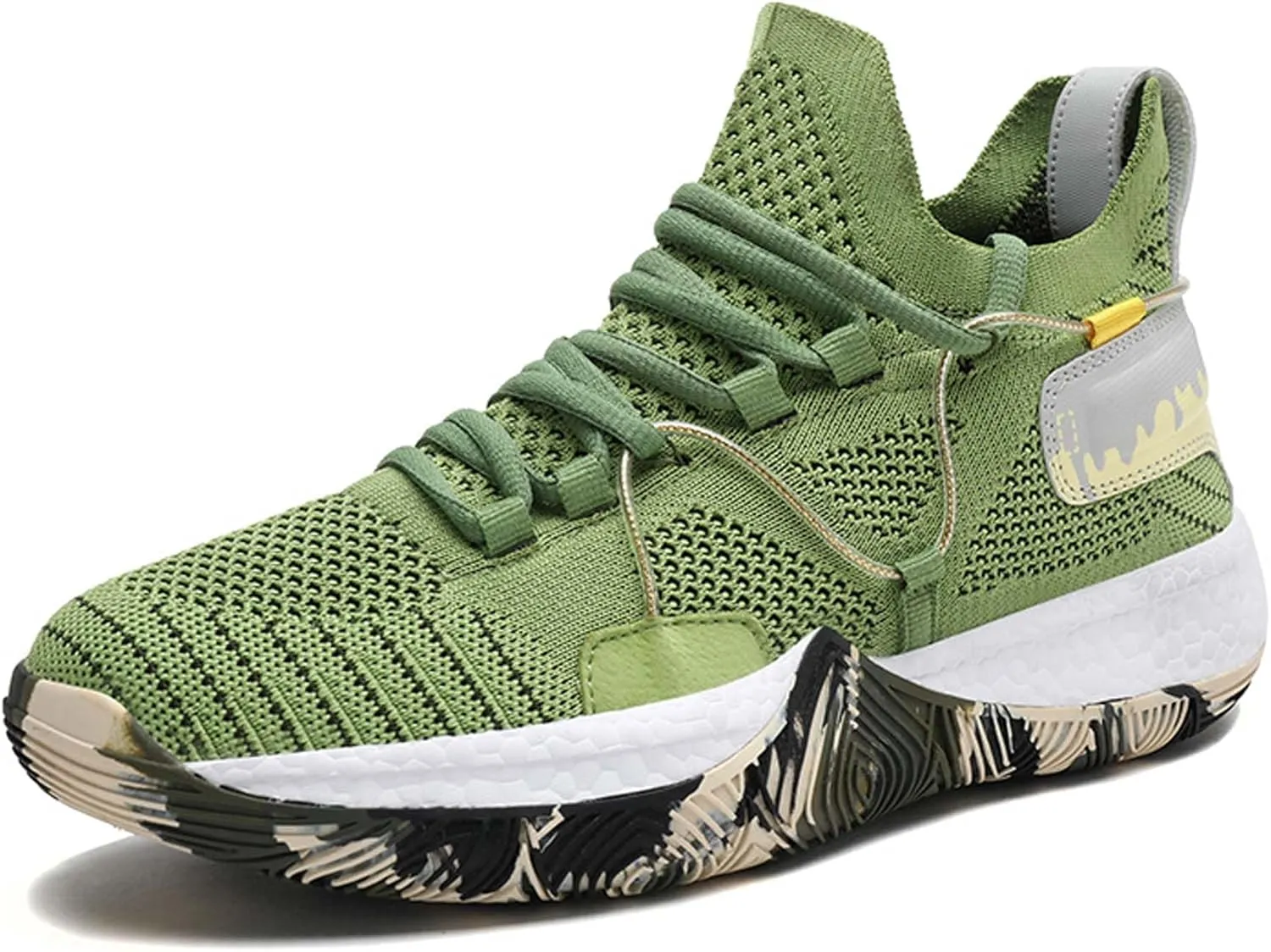 Mens And Womens mesh Fabric Breathable Basketball Sneakers Mid Top Lace Up Upper For Casual Sneakers Comfortable And Non Slip Baseball Sneakers Park Walking Shoes Badminton Volleyball Table Tennis