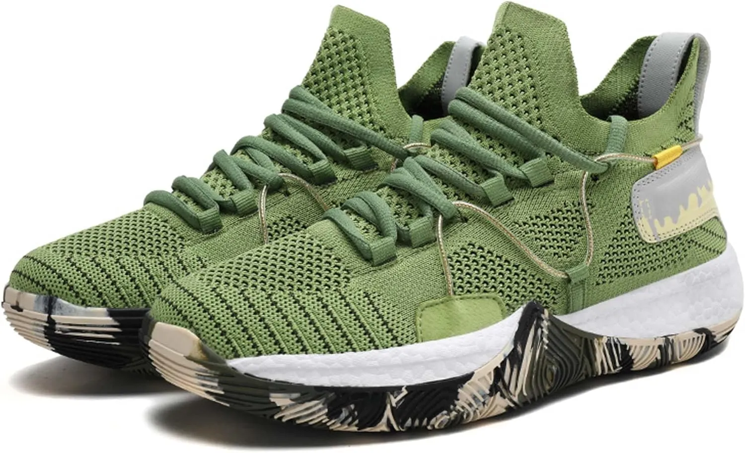 Mens And Womens mesh Fabric Breathable Basketball Sneakers Mid Top Lace Up Upper For Casual Sneakers Comfortable And Non Slip Baseball Sneakers Park Walking Shoes Badminton Volleyball Table Tennis