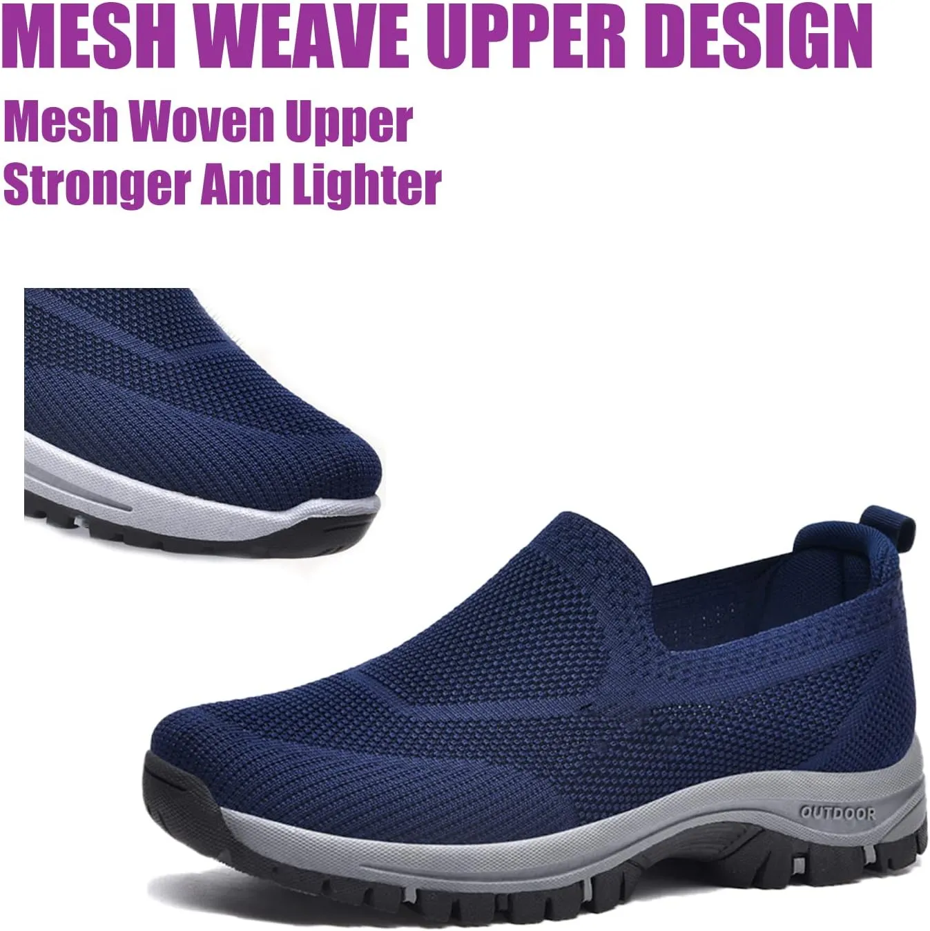 Men's Lightweight Fashion Mesh Loafers Solid Color Breathable Casual Walking Shoe Covers Soft Sole Comfortable Non-Slip Hiking Work Shoes