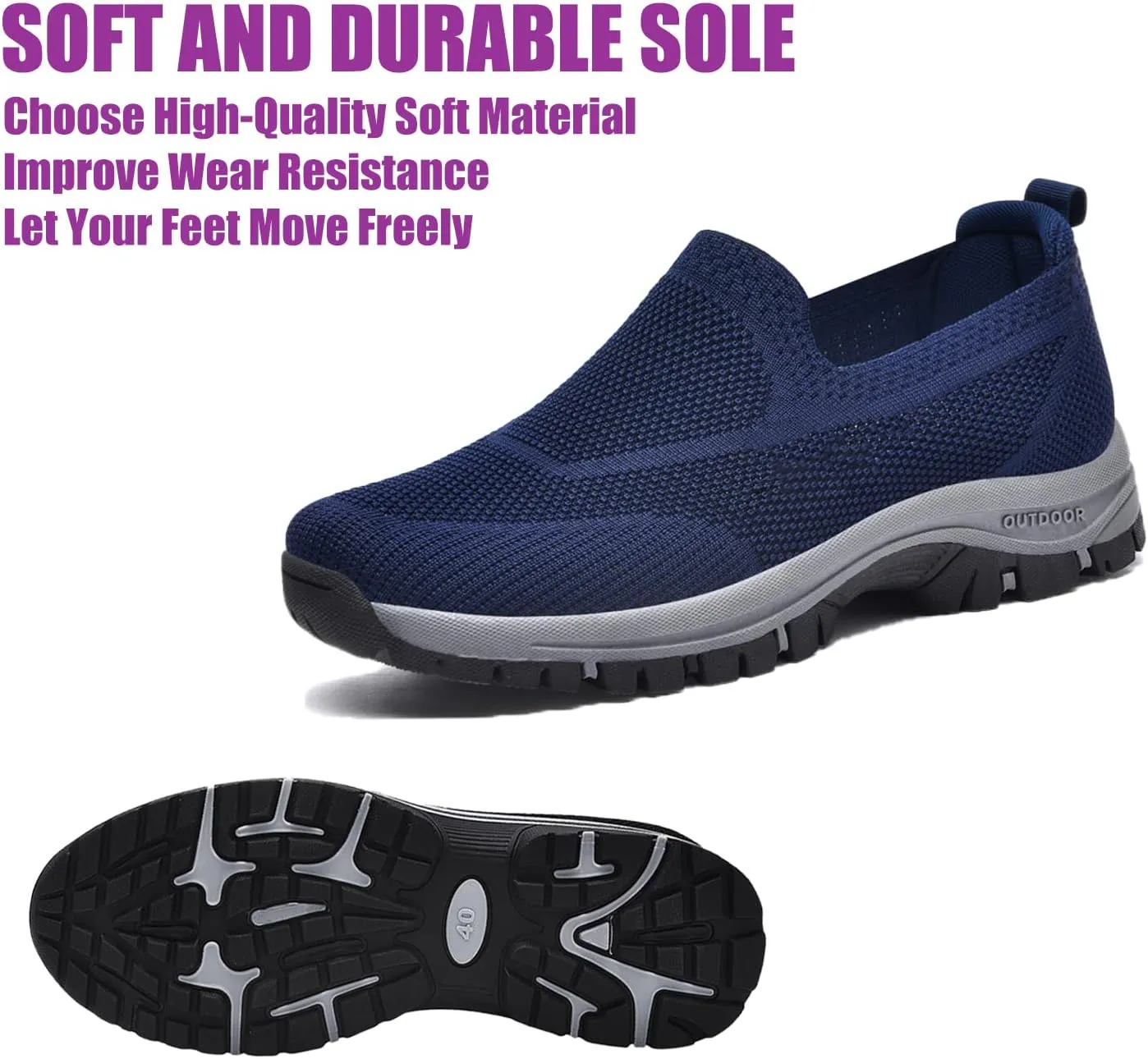 Men's Lightweight Fashion Mesh Loafers Solid Color Breathable Casual Walking Shoe Covers Soft Sole Comfortable Non-Slip Hiking Work Shoes
