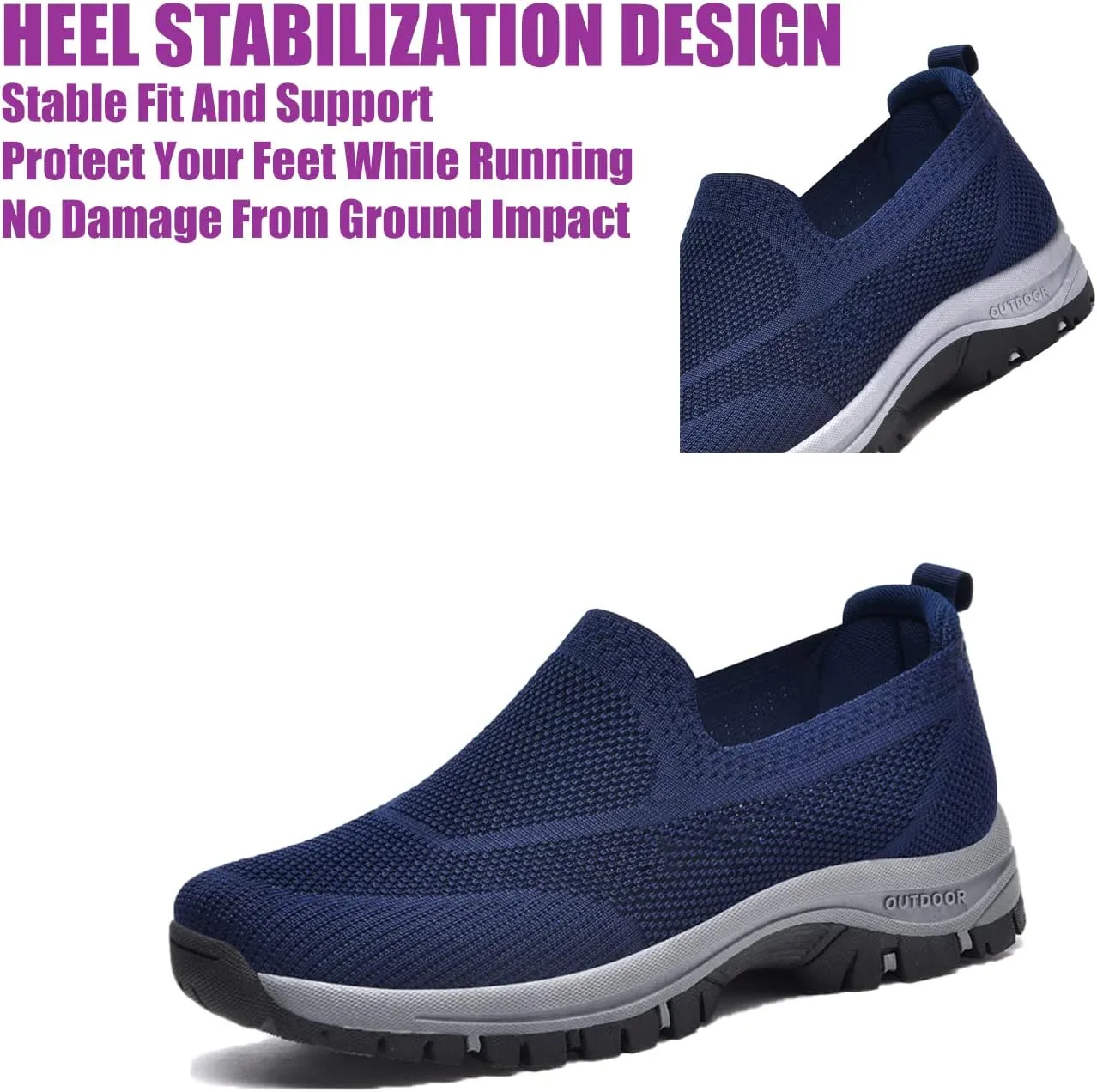 Men's Lightweight Fashion Mesh Loafers Solid Color Breathable Casual Walking Shoe Covers Soft Sole Comfortable Non-Slip Hiking Work Shoes