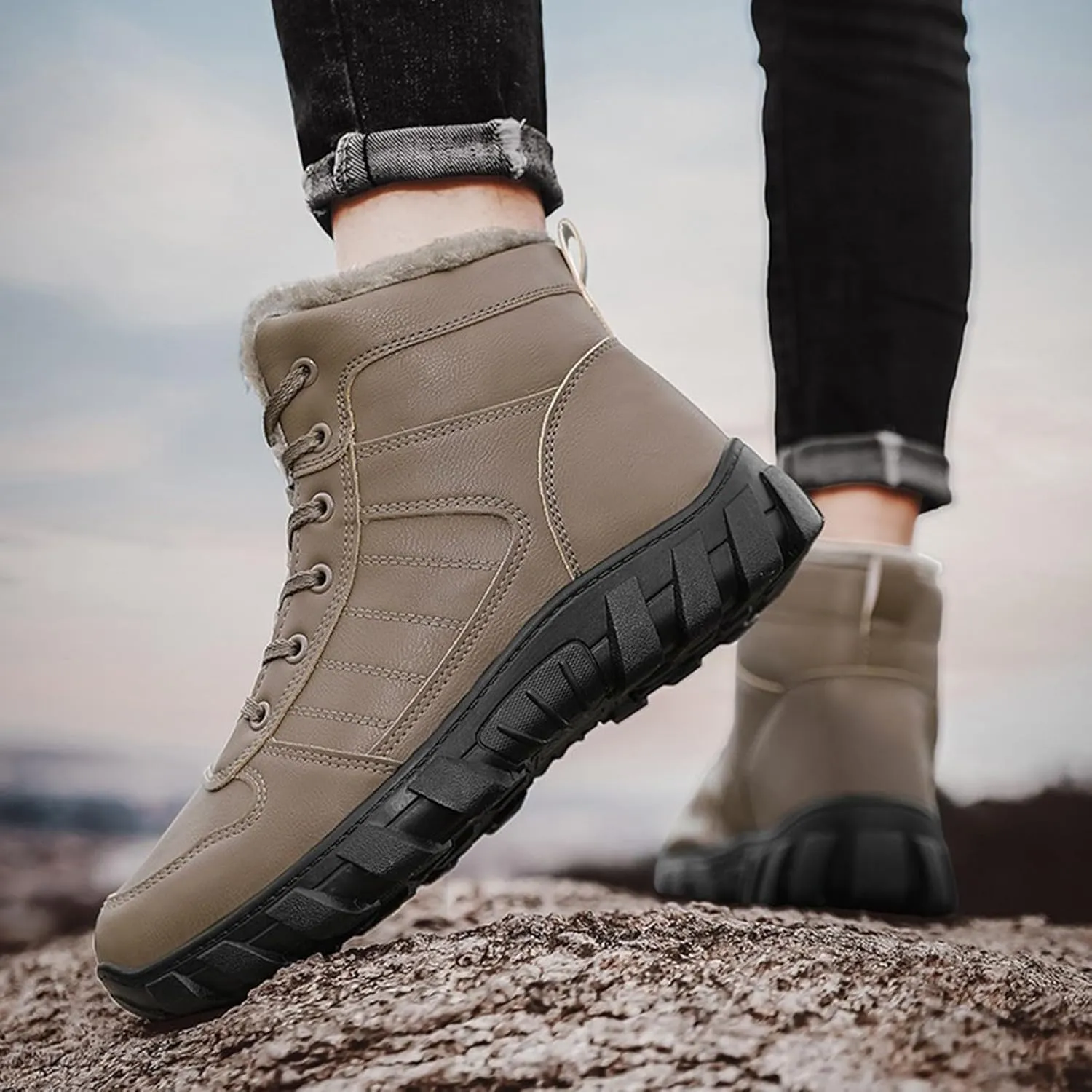 Men's Work Boots Non Steel Toe Hiking Sneakers Boot with Comfort Womens Safety Shoes Comfortable Waterproof Platform Shoes Work Hike Grounded Footwear