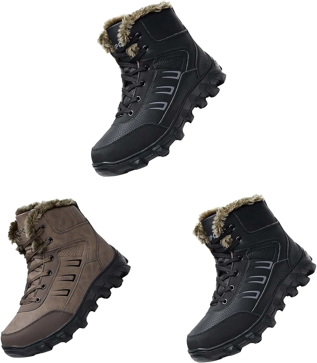 Mens Work Boots Slip On Hiking Sneakers Women's Slip On Warm Women Safety Toe Shoes Winter Waterproof Platform Botas Slip Resistant Hike Grounded Footwear