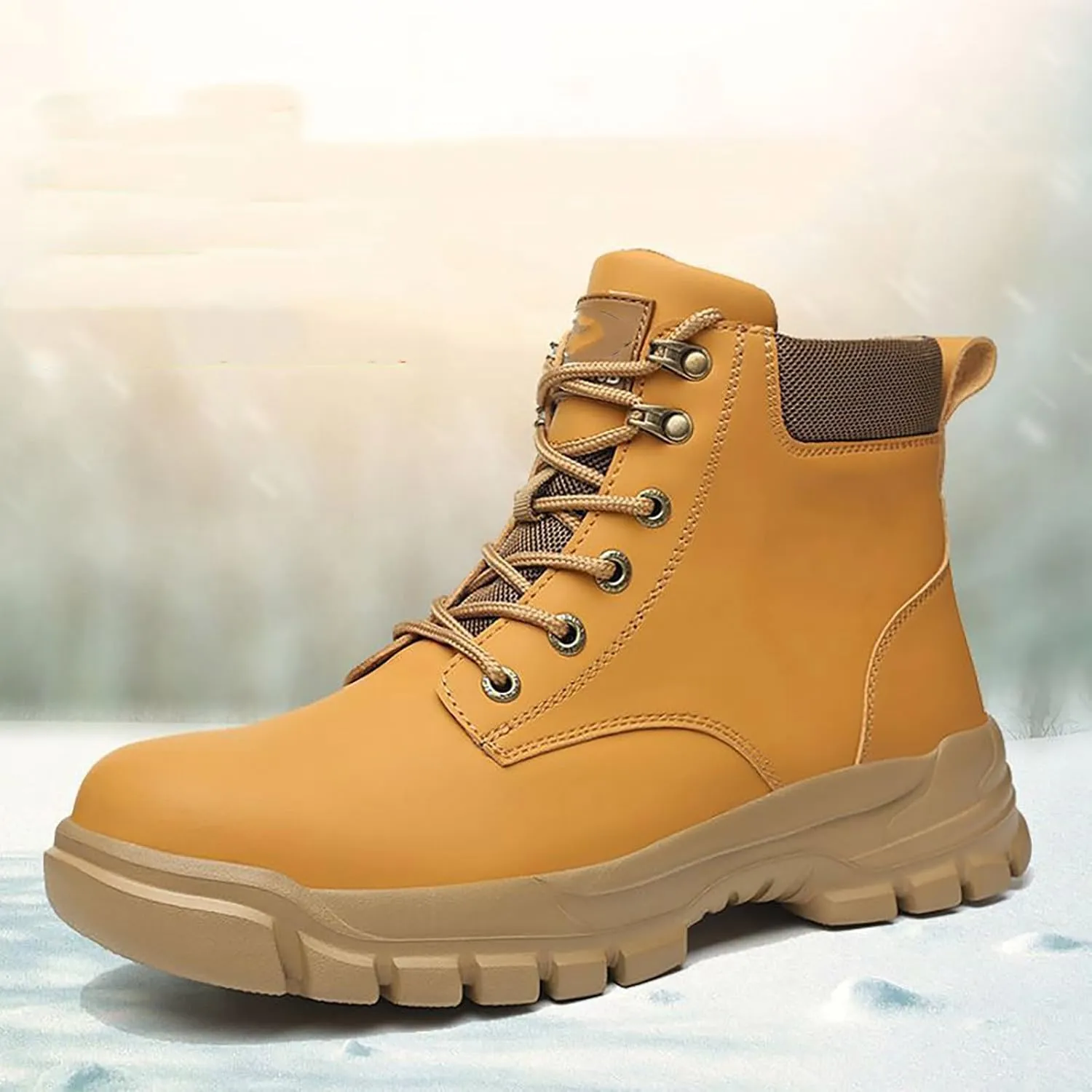 Mens Work Boots Soft Toe Hiking Sneakers Shoes with Fur Lined Women Safety Toe Shoes Insulated Waterproof Outdoor Work Botas Lightweight Hike Grounded Footwear
