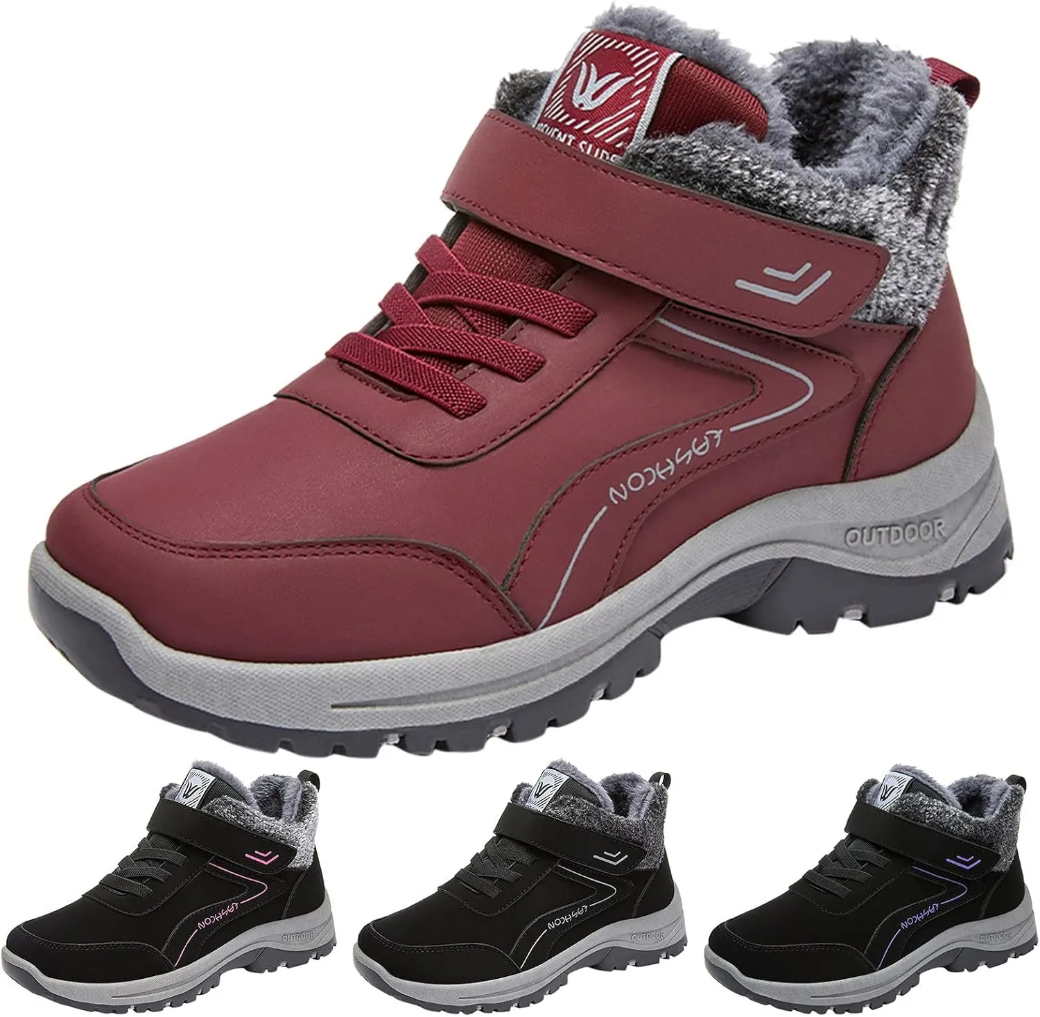 Mens Work Boots Soft Toe Hiking Sneakers Shoes with Fur Lined Women Safety Toe Shoes Insulated Waterproof Outdoor Work Botas Lightweight Hike Grounded Footwear