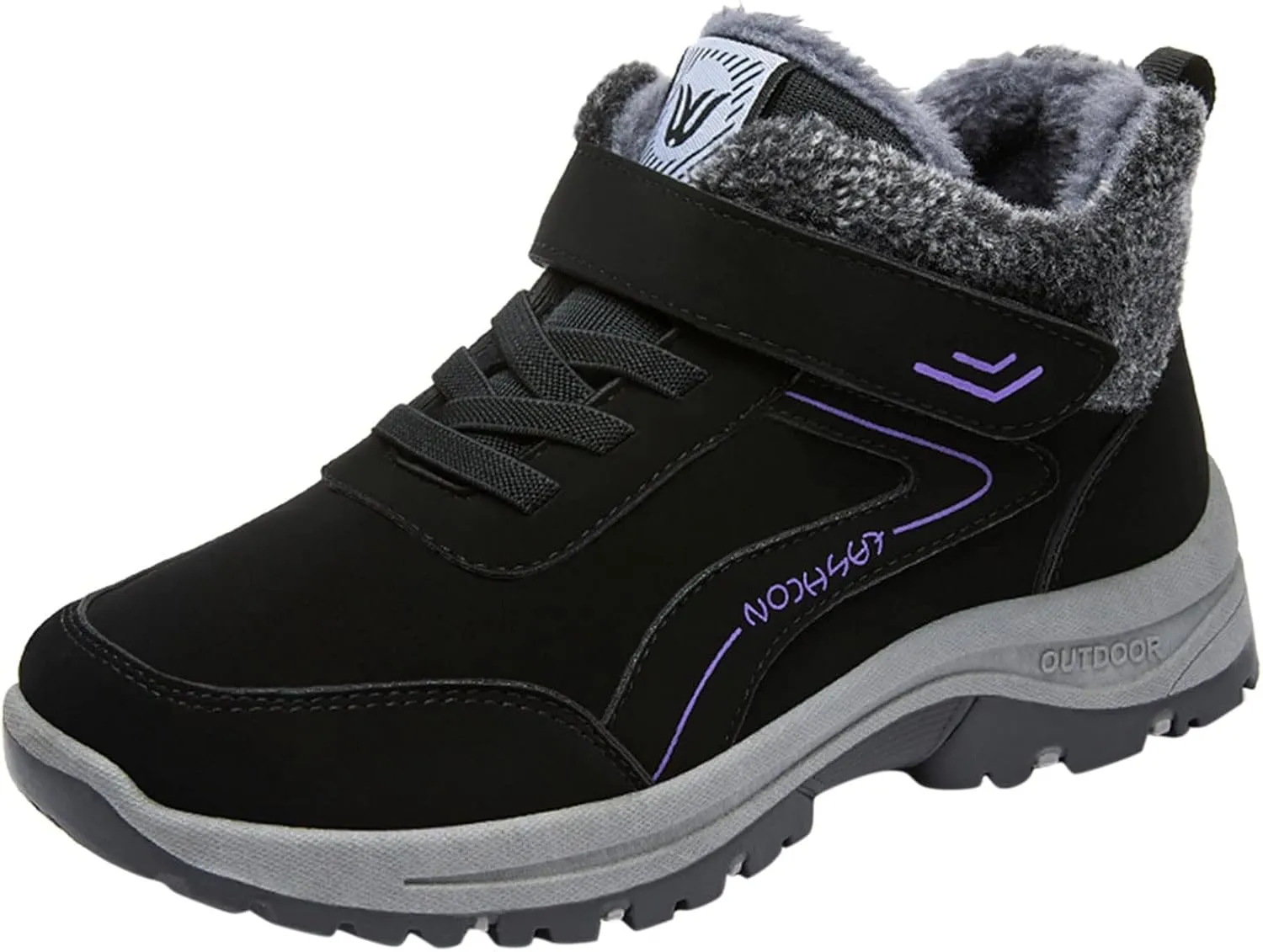 Mens Work Boots Soft Toe Hiking Sneakers Shoes with Fur Lined Women Safety Toe Shoes Insulated Waterproof Outdoor Work Botas Lightweight Hike Grounded Footwear
