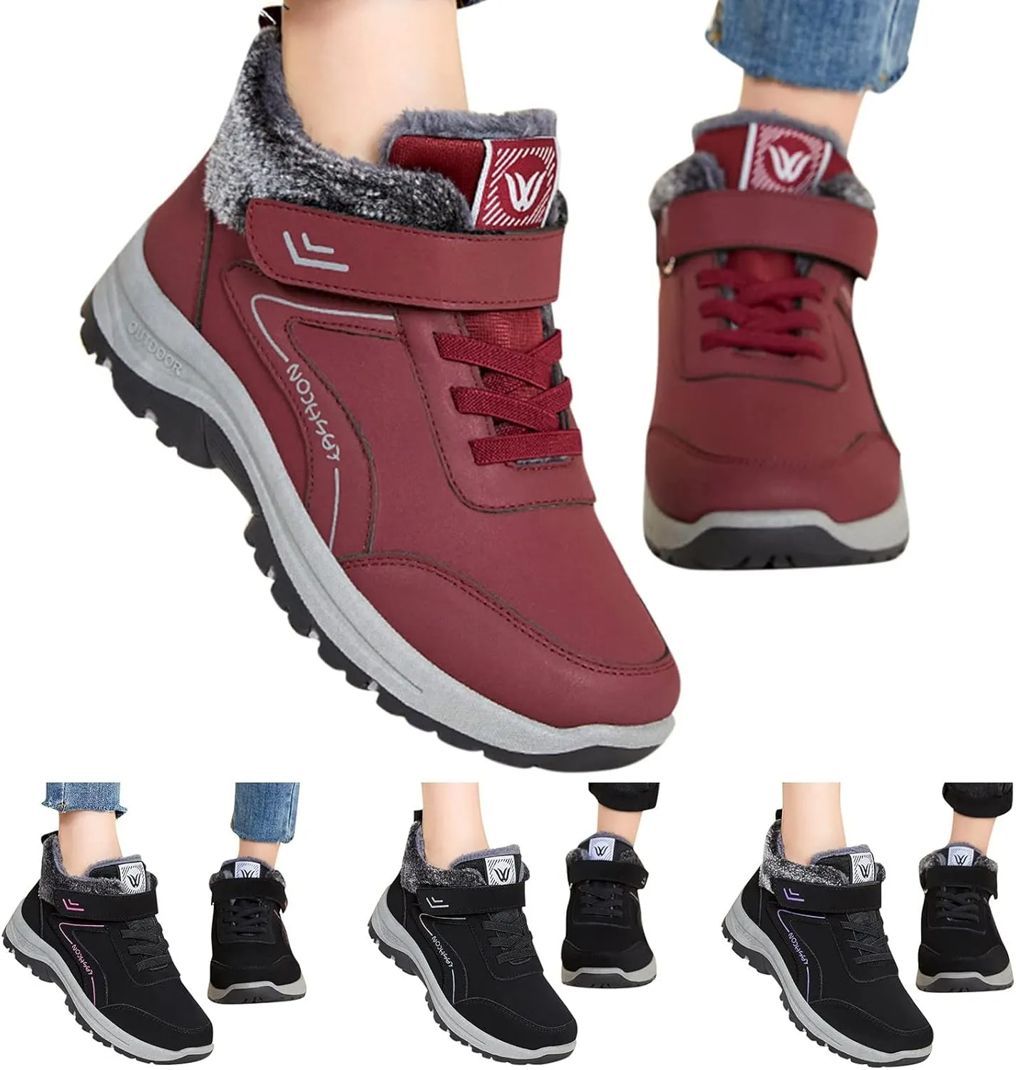 Mens Work Boots Soft Toe Hiking Sneakers Shoes with Fur Lined Women Safety Toe Shoes Insulated Waterproof Outdoor Work Botas Lightweight Hike Grounded Footwear