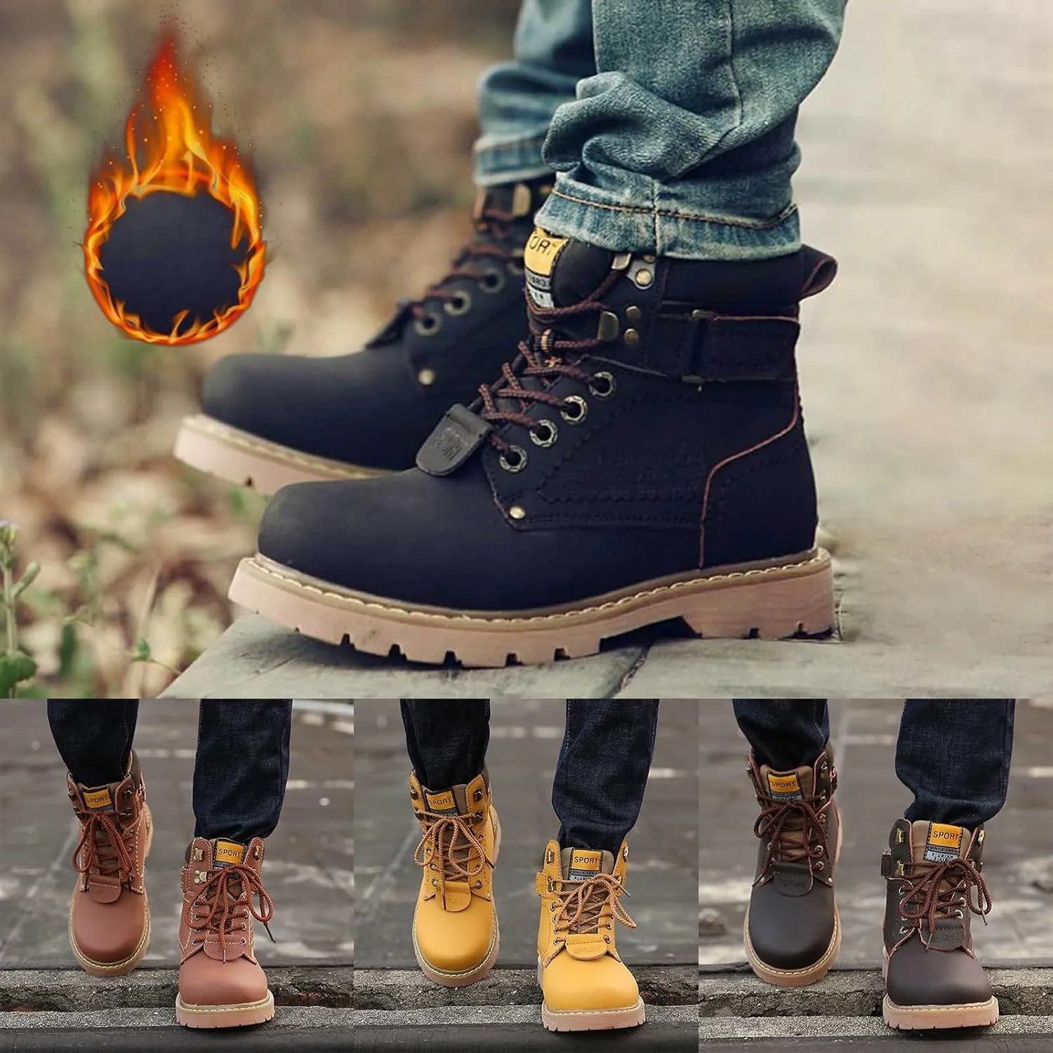 Men's Work Boots Soft Toe Hiking Sneakers Zip Up Fur Lined Women Safety Shoes Steel Toe Composite Safety Toe Waterproof Industrial Casual Hike Grounded Footwear