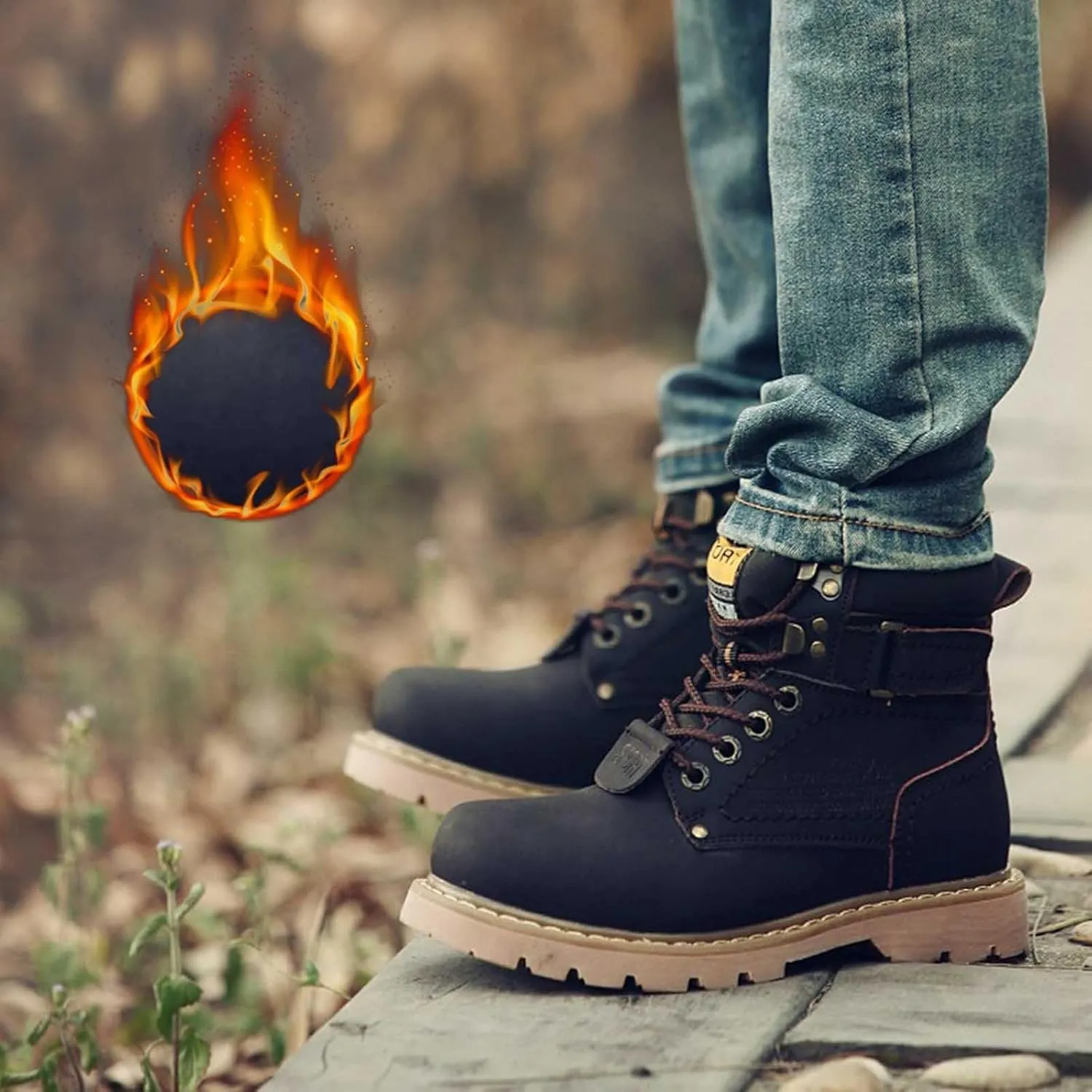 Men's Work Boots Soft Toe Hiking Sneakers Zip Up Fur Lined Women Safety Shoes Steel Toe Composite Safety Toe Waterproof Industrial Casual Hike Grounded Footwear
