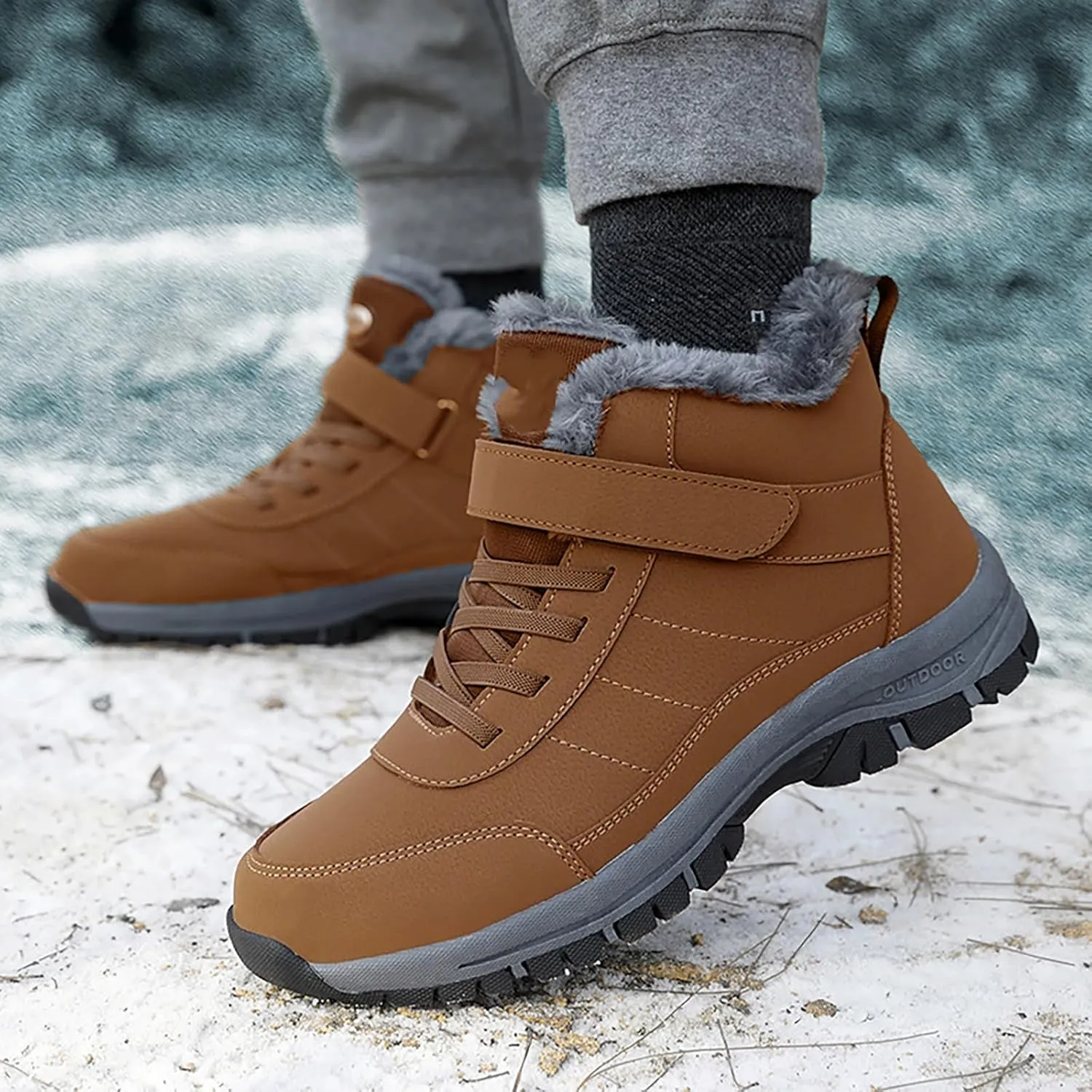 Men's Work Boots Steel Toe Hiking Sneakers Shoes Warm Women Workout Shoes Non-Slip Winter Outdoor Botas Waterproof Non Slip Hike Grounded Footwear