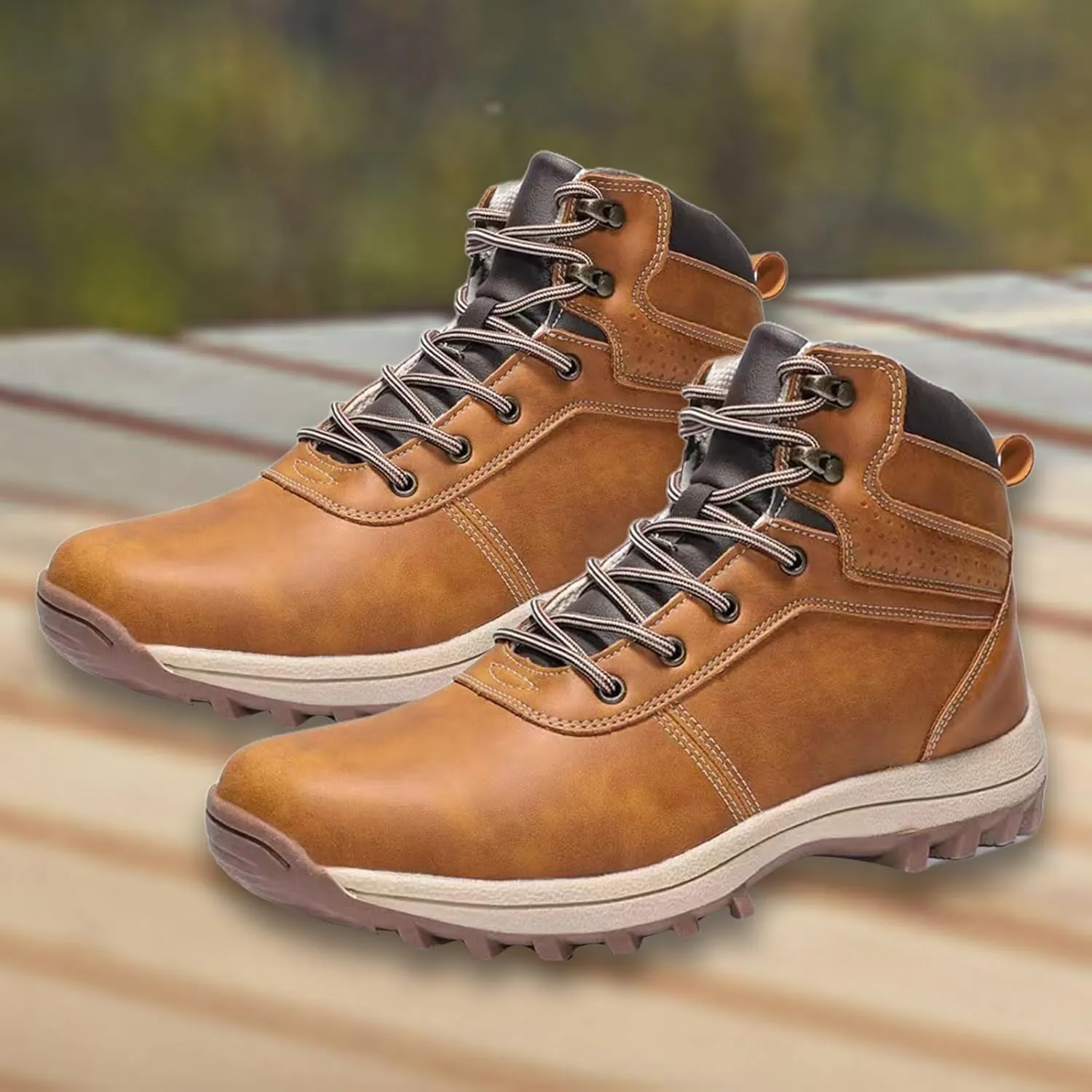 Men's Work Boots Steel Toe Hiking Sneakers Warm Fur Lined Safety Shoes for Women Steel Toe Waterproof Outdoor Shoes Lightweight Hike Grounded Footwear