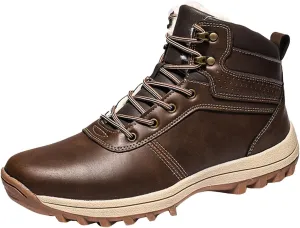 Mens Work Boots Waterproof Hiking Sneakers Zip Up Fur Lined Womens Safety Toe Shoes Wide Width Lightweight Outdoor Botas Mid Ankle Work Casual Hike Grounded Footwear