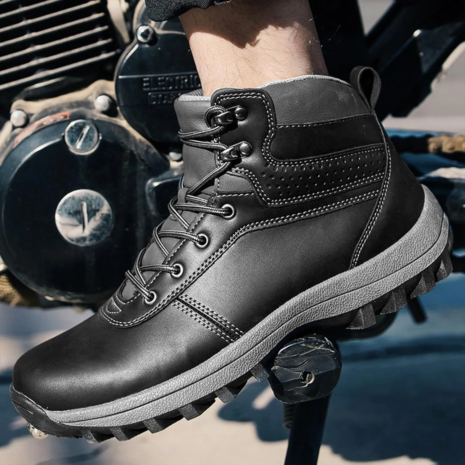 Men's Work Boots with Zipper Hiking Sneakers Warm Ankle Safety Toe Shoes for Women Insulated Waterproof Platform Shoes Work Hike Grounded Footwear