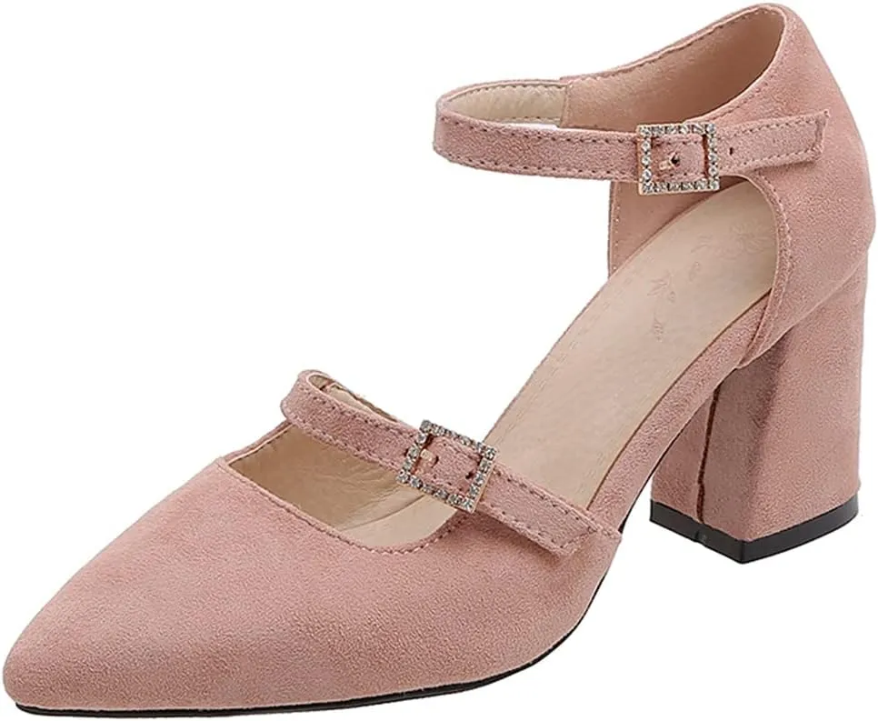MIOKE Women's Pointed Toe Pearl D'Orsay Pumps Chunky Block High Heel Dress Sandal Elegant Prom Party Shoes