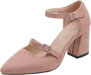 MIOKE Women's Pointed Toe Pearl D'Orsay Pumps Chunky Block High Heel Dress Sandal Elegant Prom Party Shoes