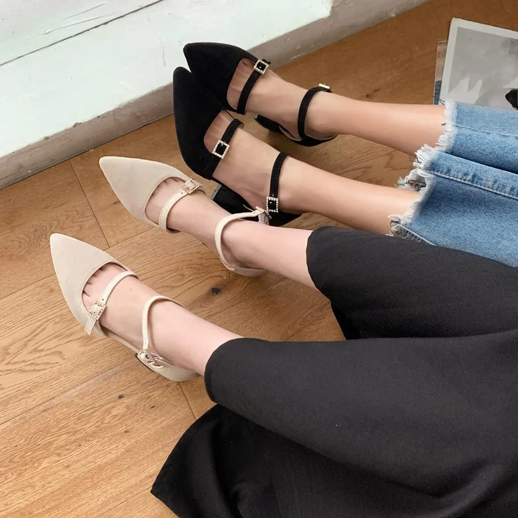 MIOKE Women's Pointed Toe Pearl D'Orsay Pumps Chunky Block High Heel Dress Sandal Elegant Prom Party Shoes