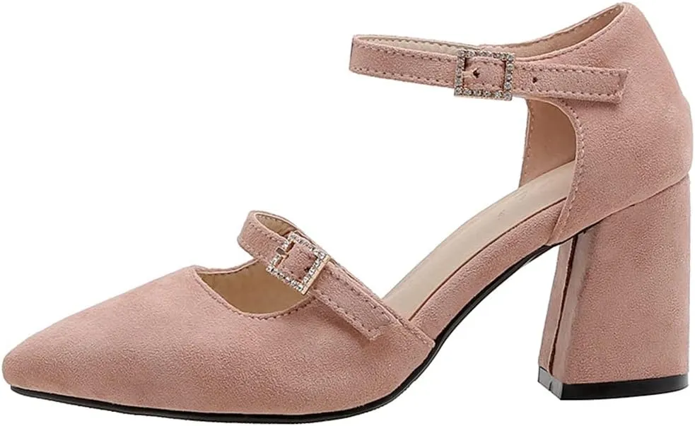 MIOKE Women's Pointed Toe Pearl D'Orsay Pumps Chunky Block High Heel Dress Sandal Elegant Prom Party Shoes