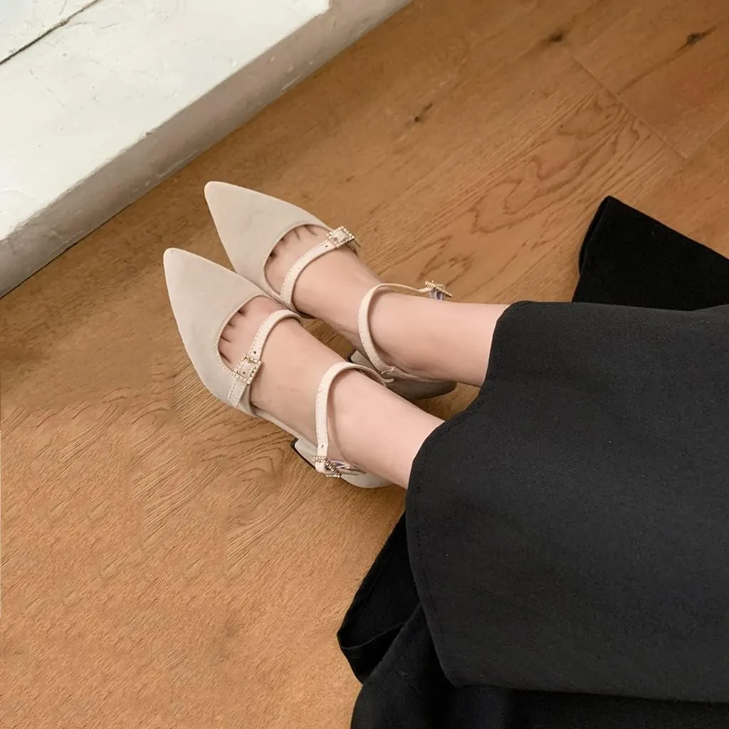 MIOKE Women's Pointed Toe Pearl D'Orsay Pumps Chunky Block High Heel Dress Sandal Elegant Prom Party Shoes