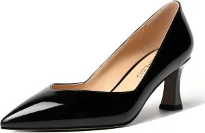 NUMALEO Womens Pointed Toe Sexy Slip On Solid Party Spool Mid Heel Pumps Shoes 2.5 Inch
