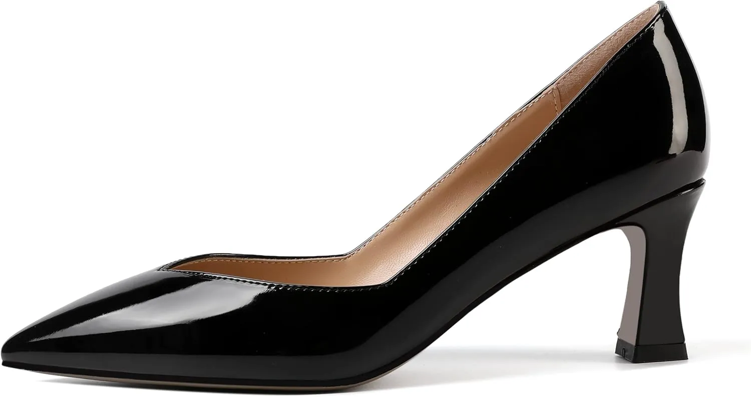 NUMALEO Womens Pointed Toe Sexy Slip On Solid Party Spool Mid Heel Pumps Shoes 2.5 Inch