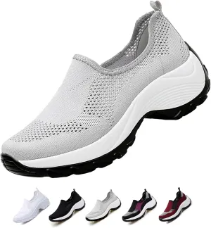 Optigard Women's Mesh Slip On Sock Walking Sneakers with Arch Support Lightweight Breathable Running Shoes Shallow Mouth Platform Comfortable Work Shoes