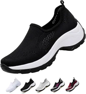 Optigard Women's Mesh Slip On Sock Walking Sneakers with Arch Support Lightweight Breathable Running Shoes Shallow Mouth Platform Comfortable Work Shoes