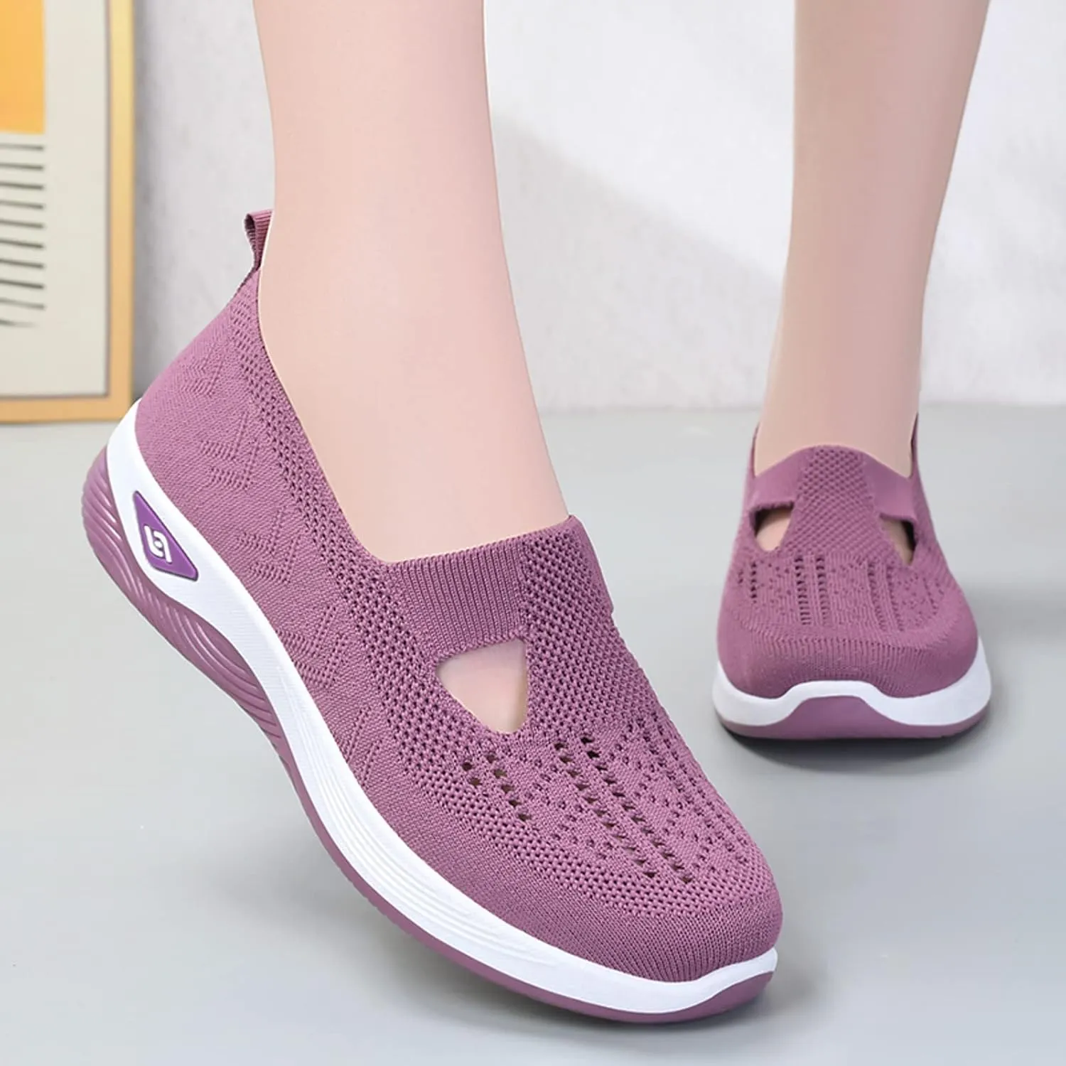Orthopedic Shoes for Women 2024 Woven Slip on Walking Shoes Arch Support Diabetic Breathable Soft Shoes Lightweight Sneakers