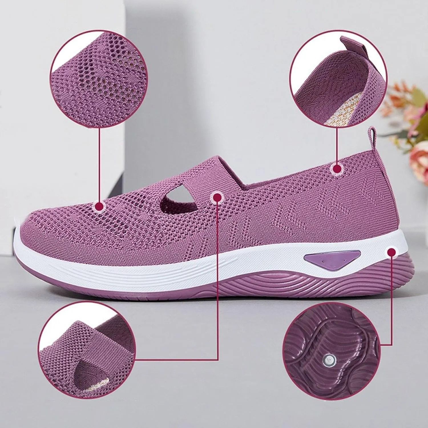 Orthopedic Shoes for Women 2024 Woven Slip on Walking Shoes Arch Support Diabetic Breathable Soft Shoes Lightweight Sneakers