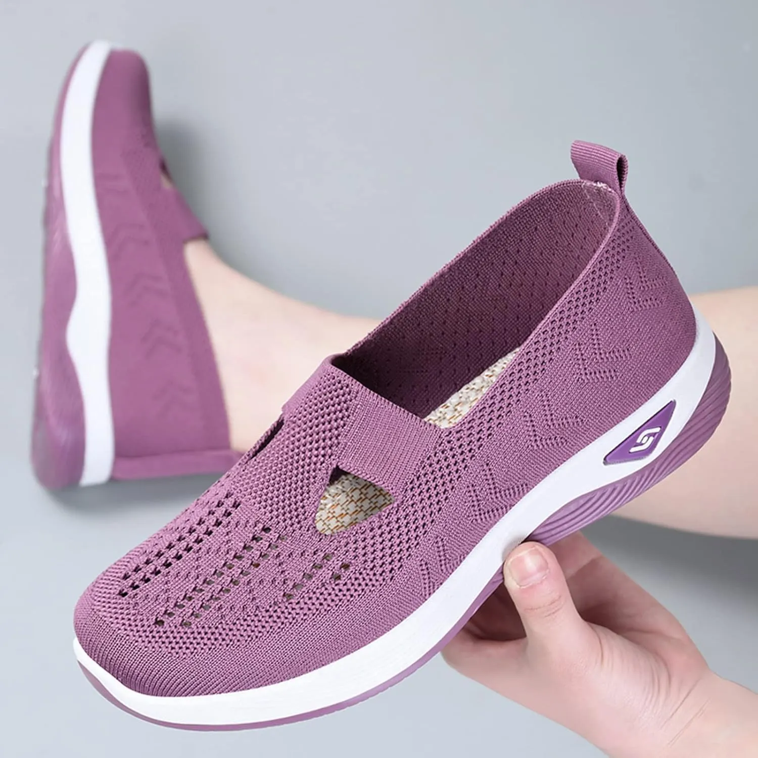 Orthopedic Shoes for Women 2024 Woven Slip on Walking Shoes Arch Support Diabetic Breathable Soft Shoes Lightweight Sneakers