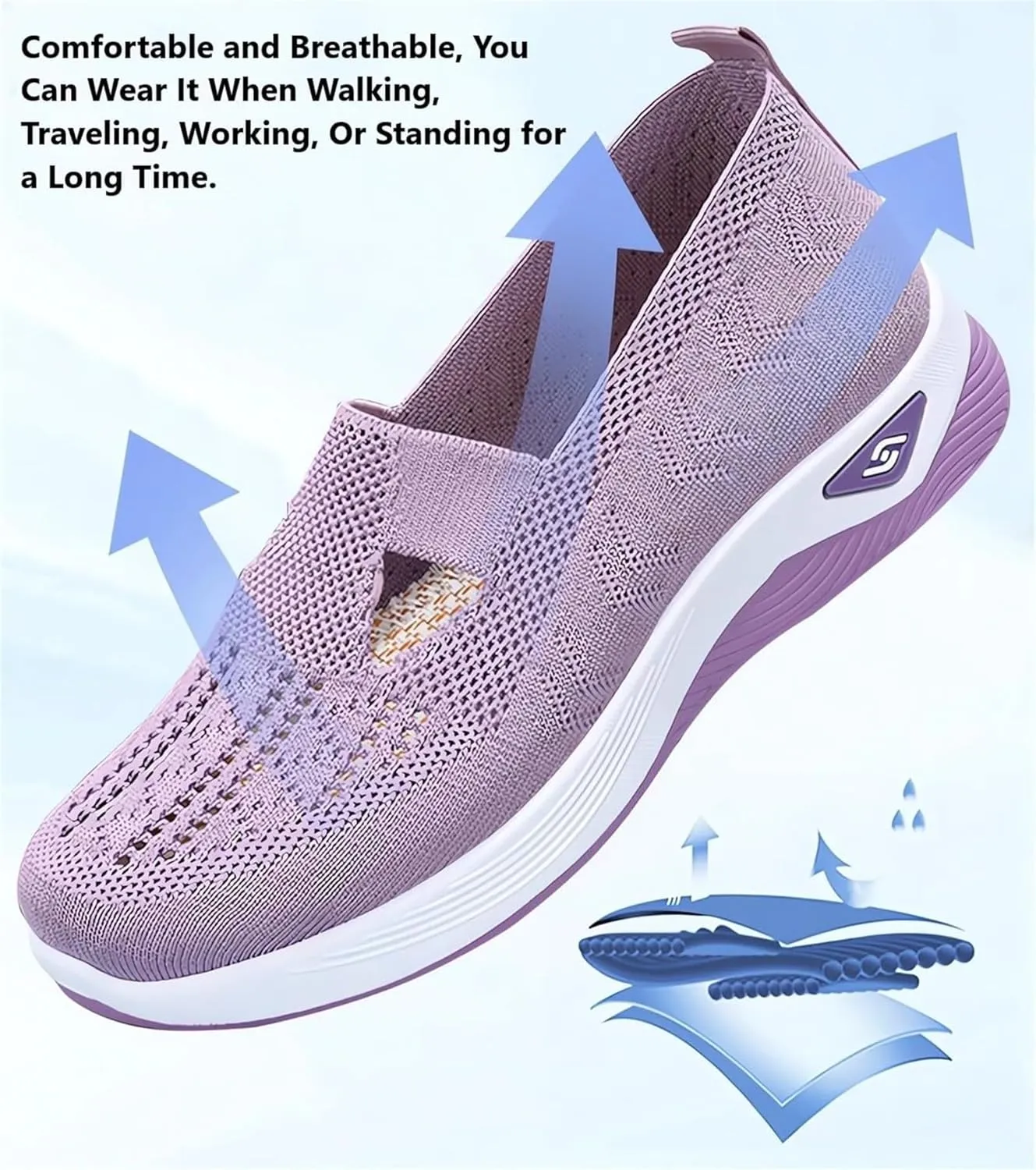 Orthopedic Shoes for Women Breathable Soft Walking Shoe Shoes Arch Support Slip On Sneakers Comfort Work Sneakers Woven Mesh Up Casual Running Going Out Flat Sneaker