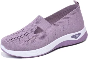 Orthopedic Shoes for Women Breathable Soft Walking Shoe Shoes Arch Support Slip On Sneakers Comfort Work Sneakers Woven Mesh Up Casual Running Going Out Flat Sneaker