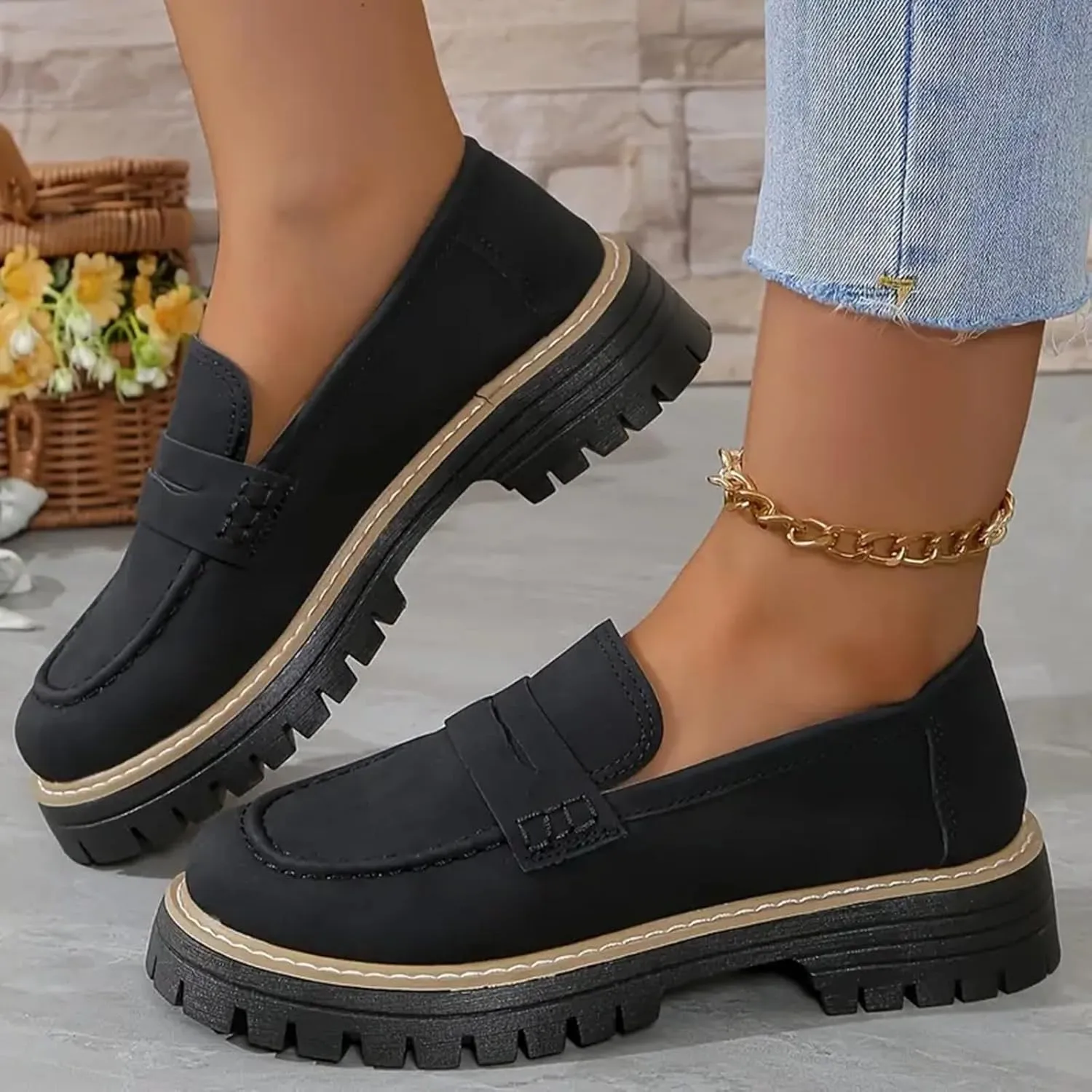 Orthoture-Orthopedic Platform Loafers,Wide Toe Lightweight Casual Comfort Shoes,Slip-On Suitable for All Foot