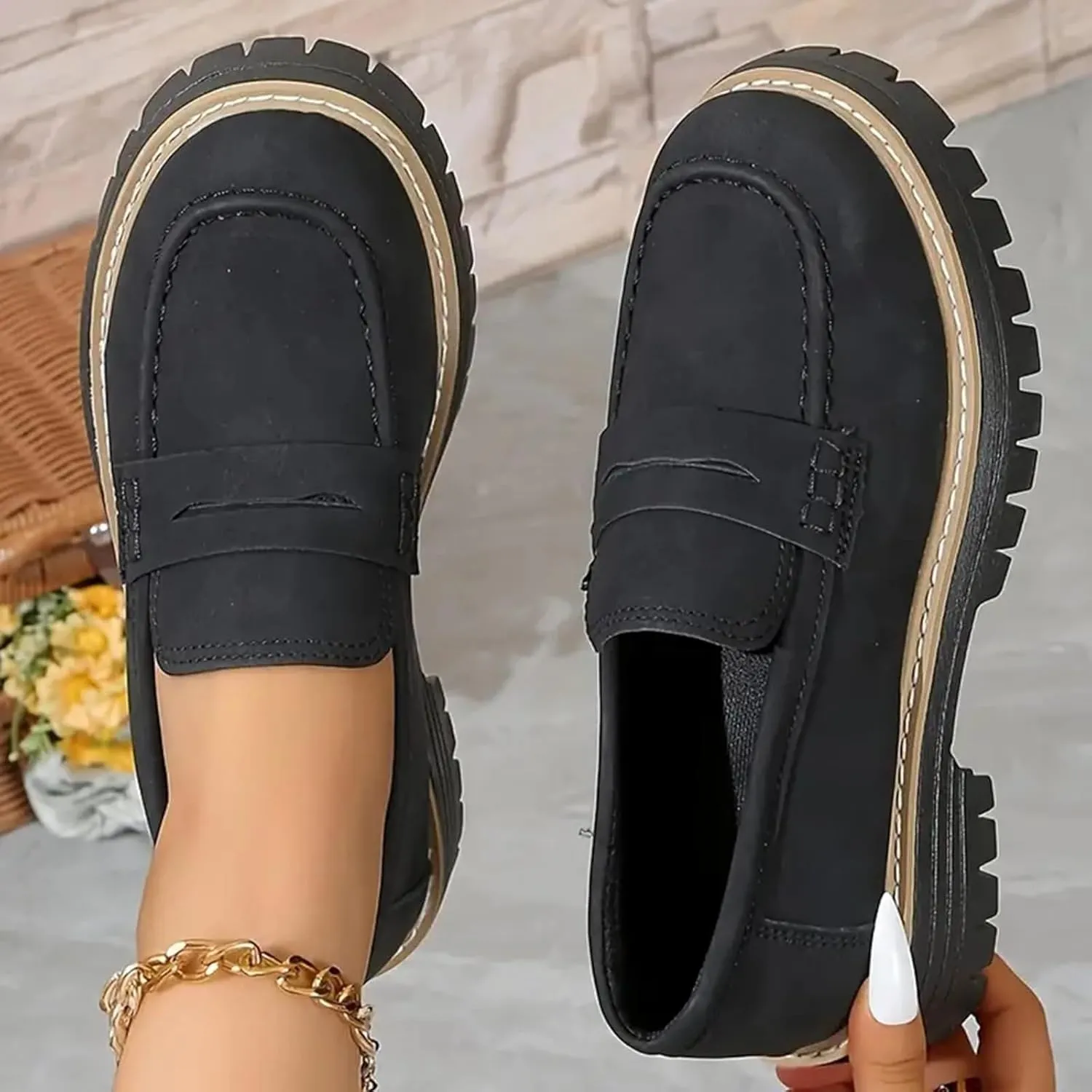 Orthoture-Orthopedic Platform Loafers,Wide Toe Lightweight Casual Comfort Shoes,Slip-On Suitable for All Foot