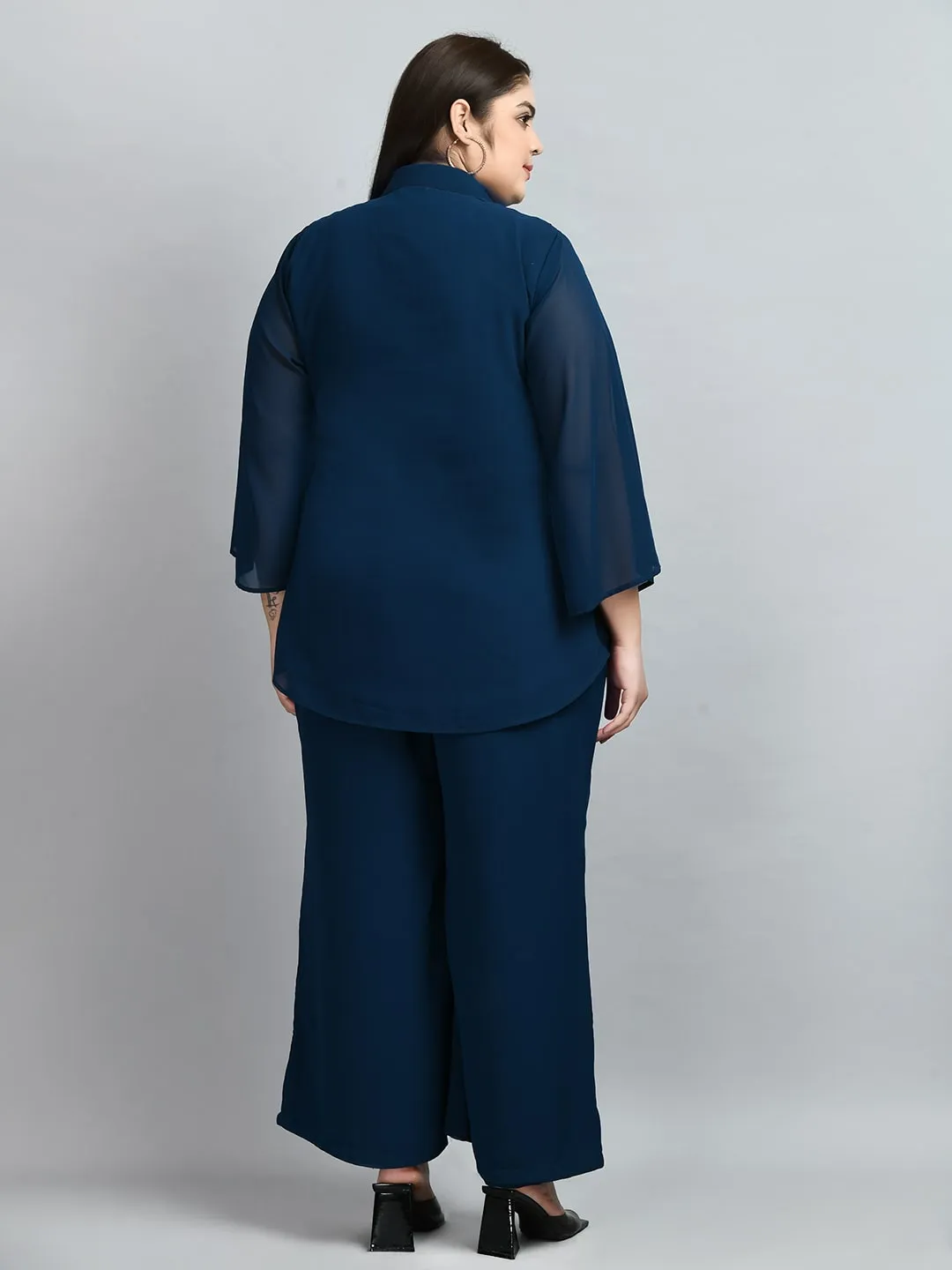 Plus Size Oceanic Teal Sequin Co-ord Set
