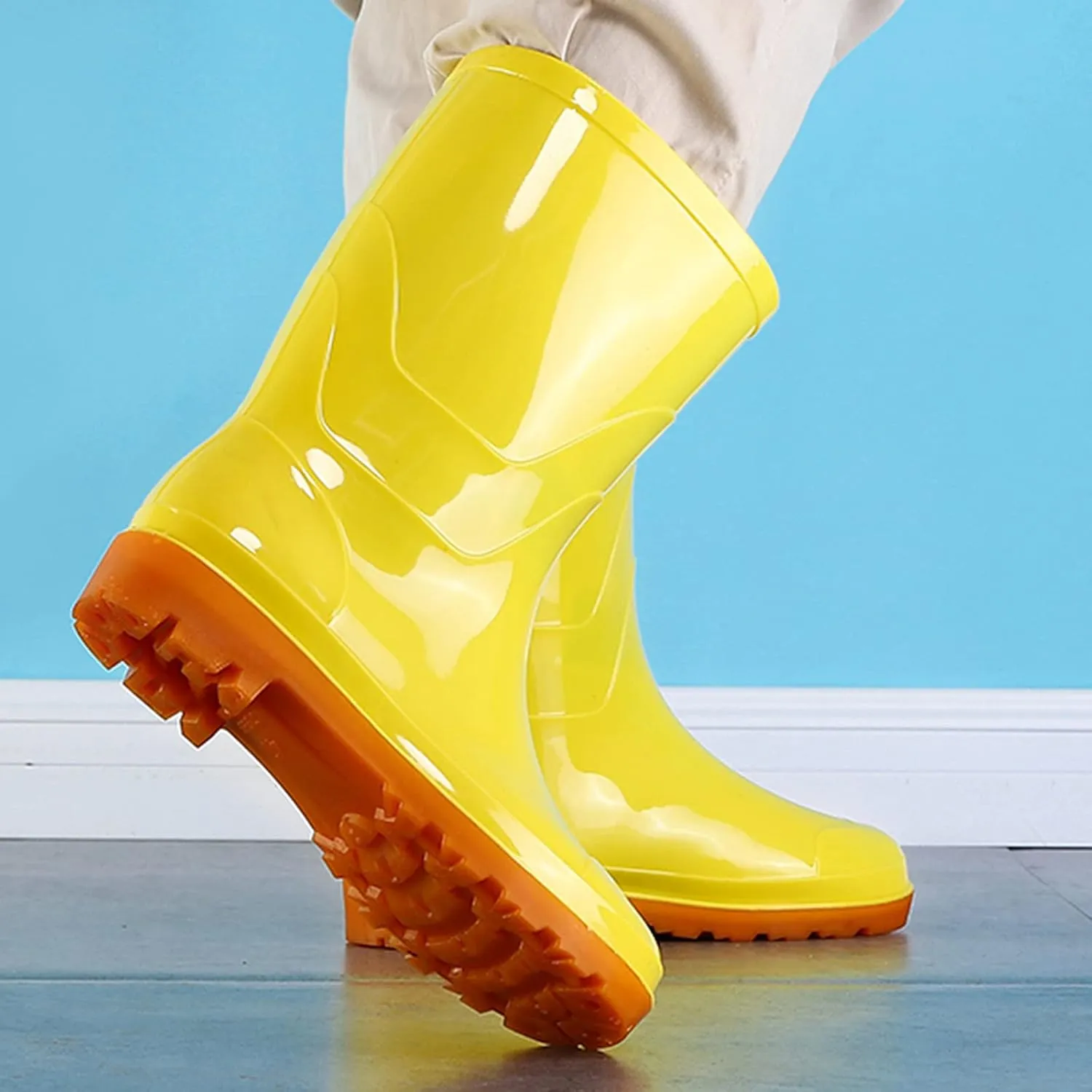 Rain Boots Women Women's Mid Calf Rain Boots Waterproof Rubber Boots Comfortable Garden Shoes Non Slip Rain Shoes