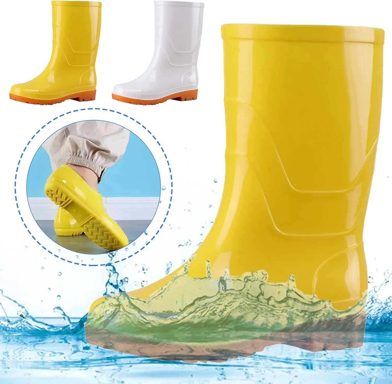 Rain Boots Women Women's Mid Calf Rain Boots Waterproof Rubber Boots Comfortable Garden Shoes Non Slip Rain Shoes