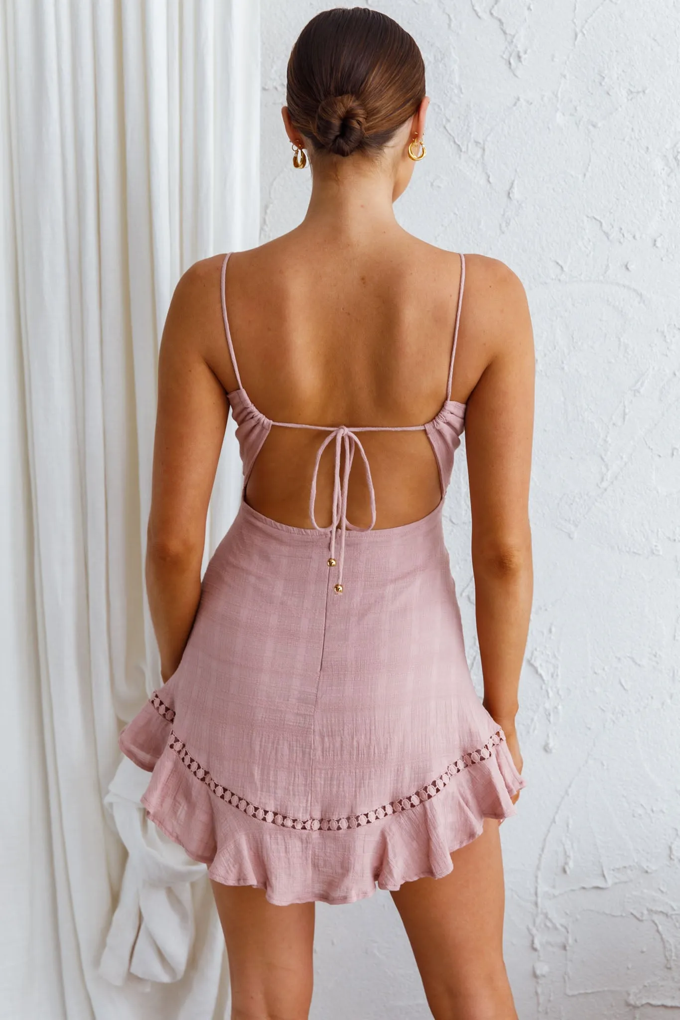 Royale Crochet Lace Trim Dress Mauve