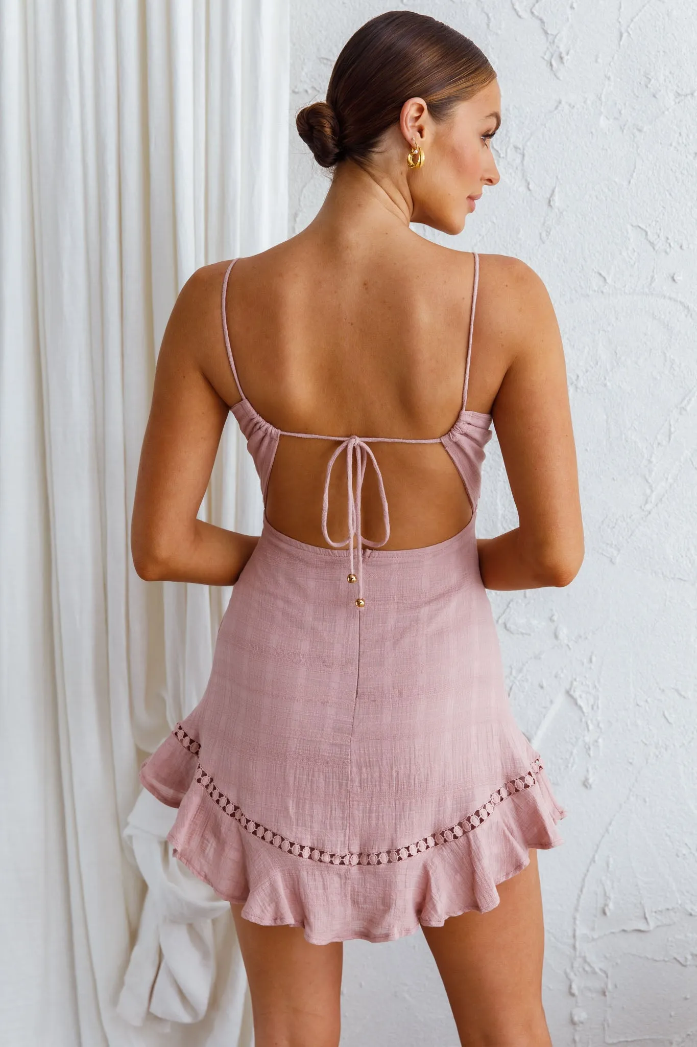 Royale Crochet Lace Trim Dress Mauve