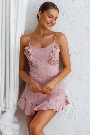 Royale Crochet Lace Trim Dress Mauve