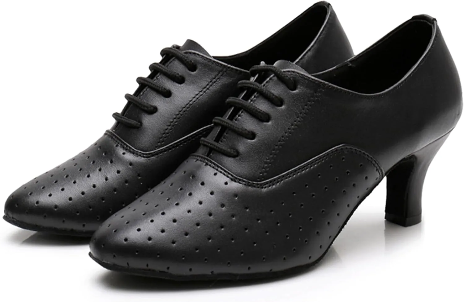 Salsa Heels for Women Lace-up Comfortable Ballroom Practice Dance Shoes Evening Pumps X2077