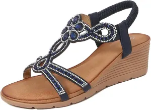 Sandals for Women 2025 Summer Slide Wedge Sandal Womens Dressy Wedge Sandals Summer Platform Comfortable Low Sandal Fashion Rhinestone Open Toe High Heel Shoes 2025