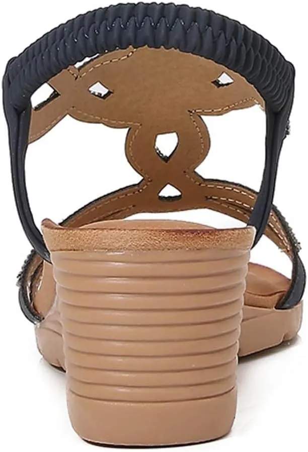 Sandals for Women 2025 Summer Slide Wedge Sandal Womens Dressy Wedge Sandals Summer Platform Comfortable Low Sandal Fashion Rhinestone Open Toe High Heel Shoes 2025