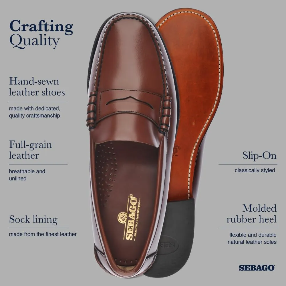 Sebago Women's Classic Dan Leather Penny Loafers  Hand-Sewn Slip-On Moccasins with Leather Sole & Timeless Design