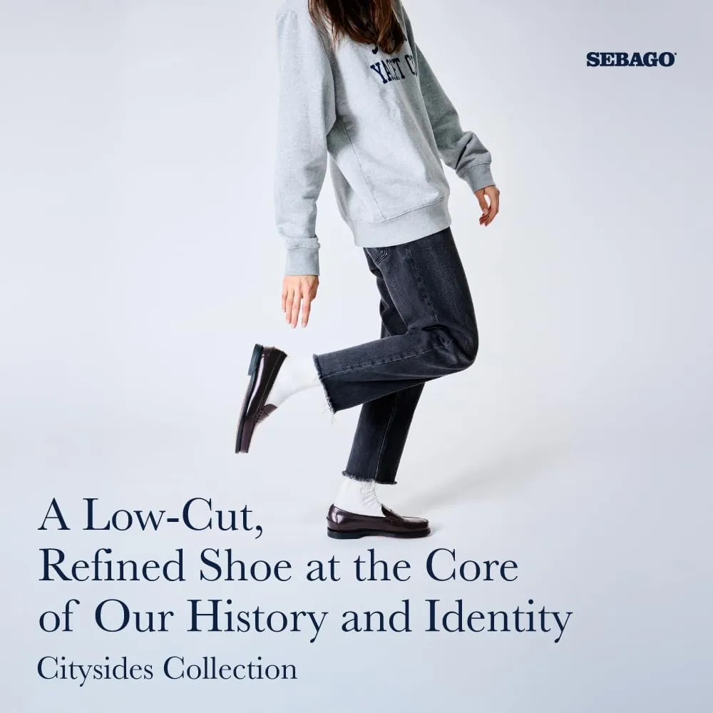 Sebago Women's Classic Dan Leather Penny Loafers  Hand-Sewn Slip-On Moccasins with Leather Sole & Timeless Design